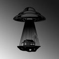UFO Uzay Metal Duvar Panosu - Siyah