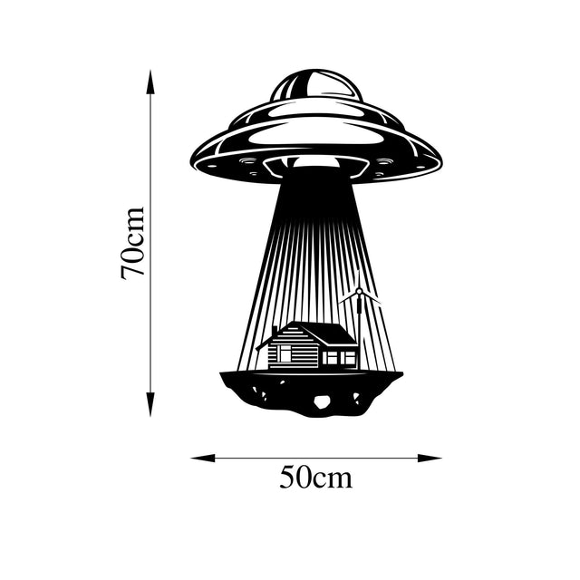 UFO Uzay Metal Duvar Panosu - Siyah