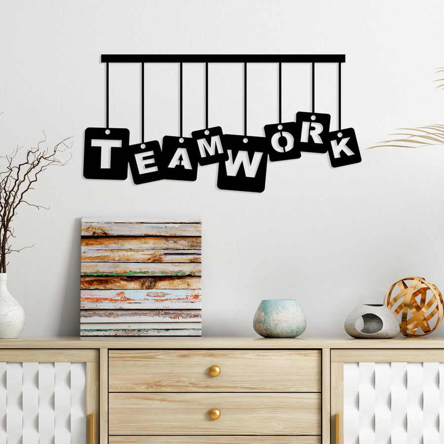 Teamwork Yazili Metal Duvar Panosu - Siyah