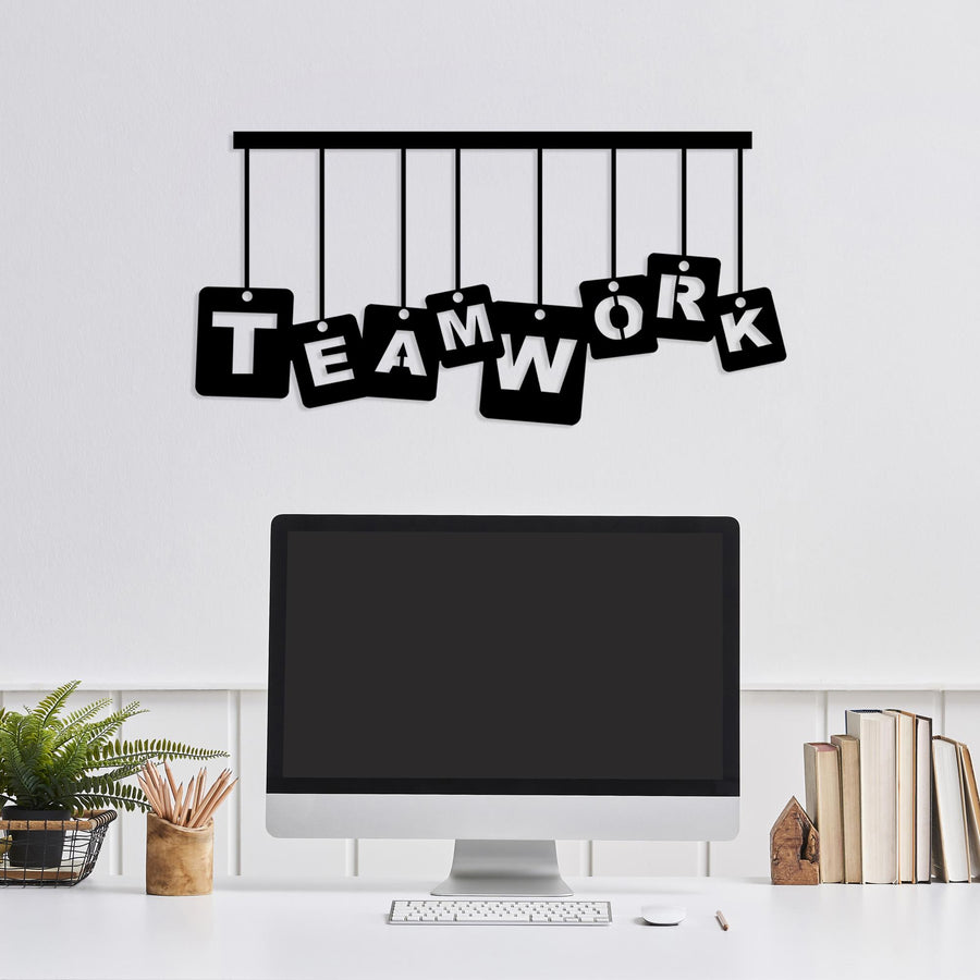 Teamwork Yazili Metal Duvar Panosu - Siyah