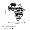 Afrika Haritasi Hayvan Metal Duvar Panosu - Siyah