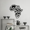 Afrika Haritasi Hayvan Metal Duvar Panosu - Siyah