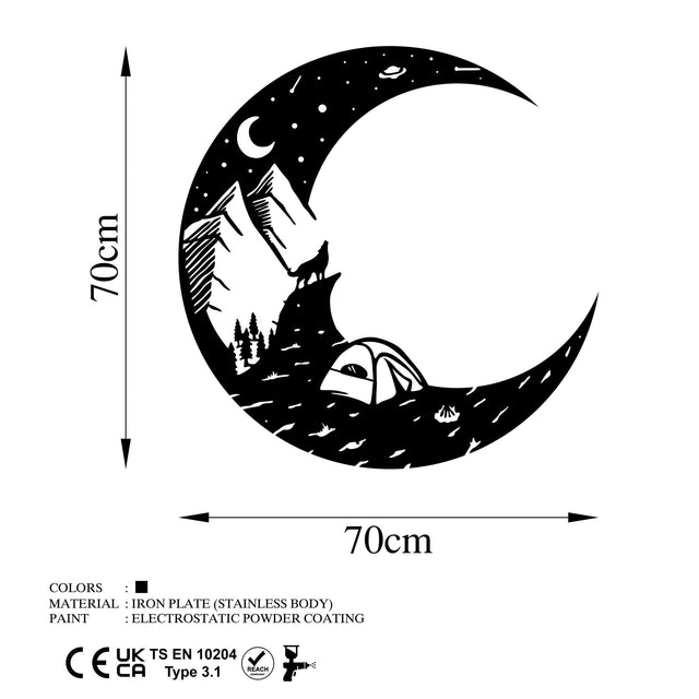Hilal Ay Kamp Metal Duvar Panosu - Siyah