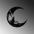 Hilal Ay Kamp Metal Duvar Panosu - Siyah