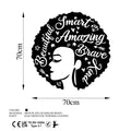 Afro Kadin Beautiful Metal Duvar Panosu - Siyah
