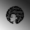 Afro Kadin Beautiful Metal Duvar Panosu - Siyah