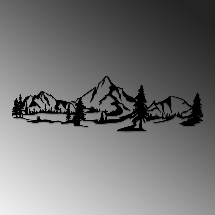 Dag Manzarasi Panoramik Metal Duvar Panosu - Siyah