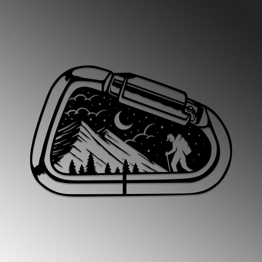 Karabiner Dag Manzarali Metal Duvar Panosu - Siyah