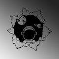 Astronot Uzay Metal Duvar Panosu - Siyah