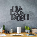 Live Love Laugh Yazili Metal Duvar Panosu - Siyah