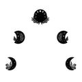 Ay Evreleri Metal Duvar Panosu 5li Set - Siyah