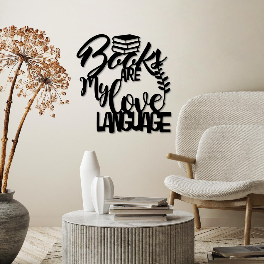 Books Are My Love Language Yazili Metal Duvar Panosu - Siyah