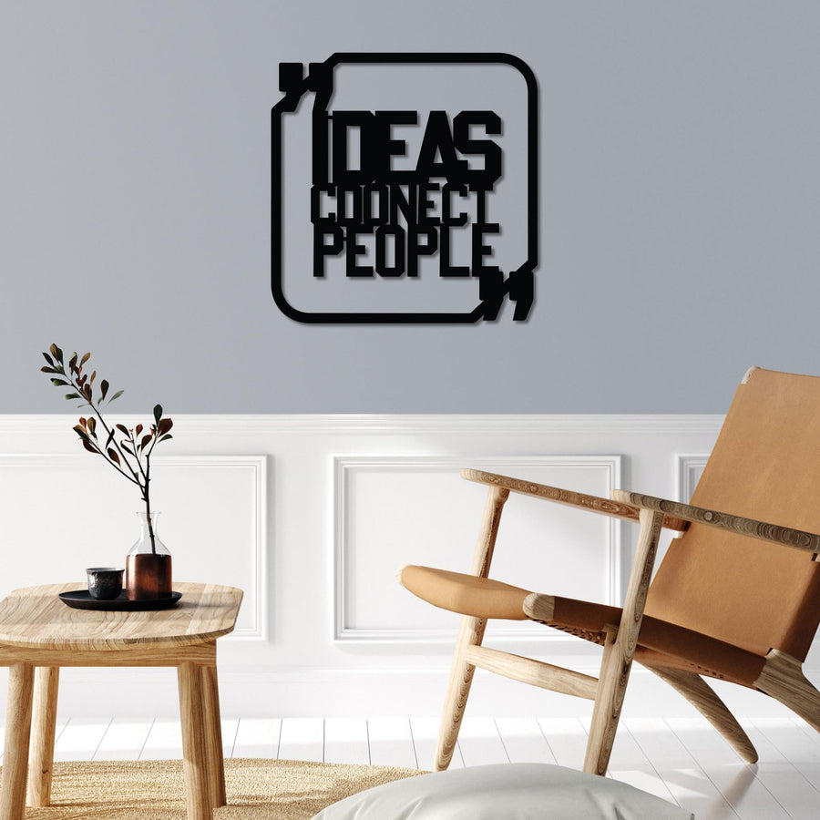 Ideas Connect People Cerceveli Metal Duvar Panosu - Siyah