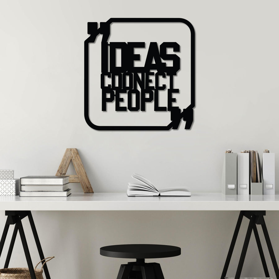 Ideas Connect People Cerceveli Metal Duvar Panosu - Siyah