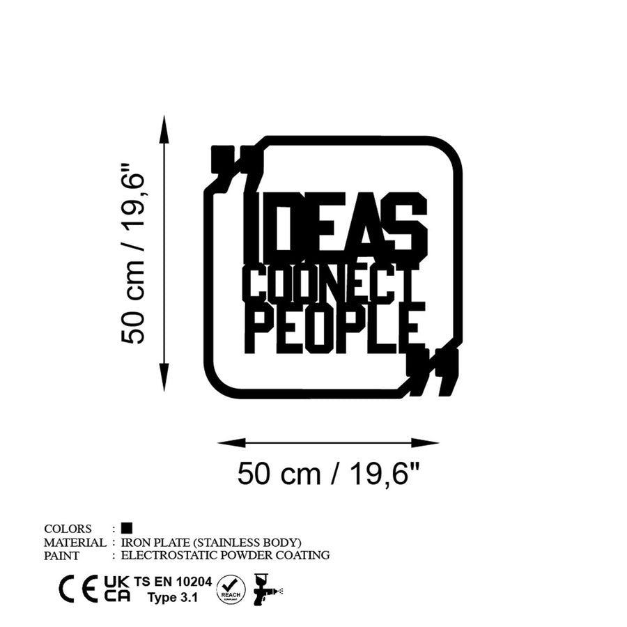 Ideas Connect People Cerceveli Metal Duvar Panosu - Siyah