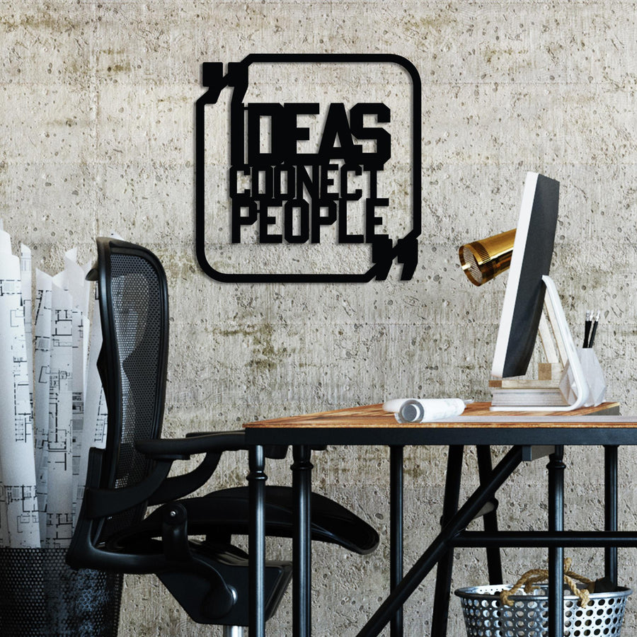 Ideas Connect People Cerceveli Metal Duvar Panosu - Siyah
