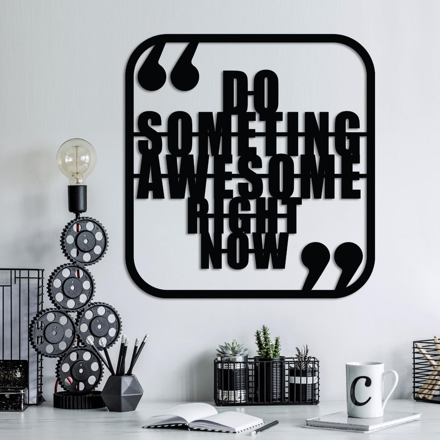 Do Something Awesome Yazılı Metal Duvar Panosu - Siyah