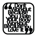 Workout Yazılı Motivasyon Metal Duvar Panosu - Siyah