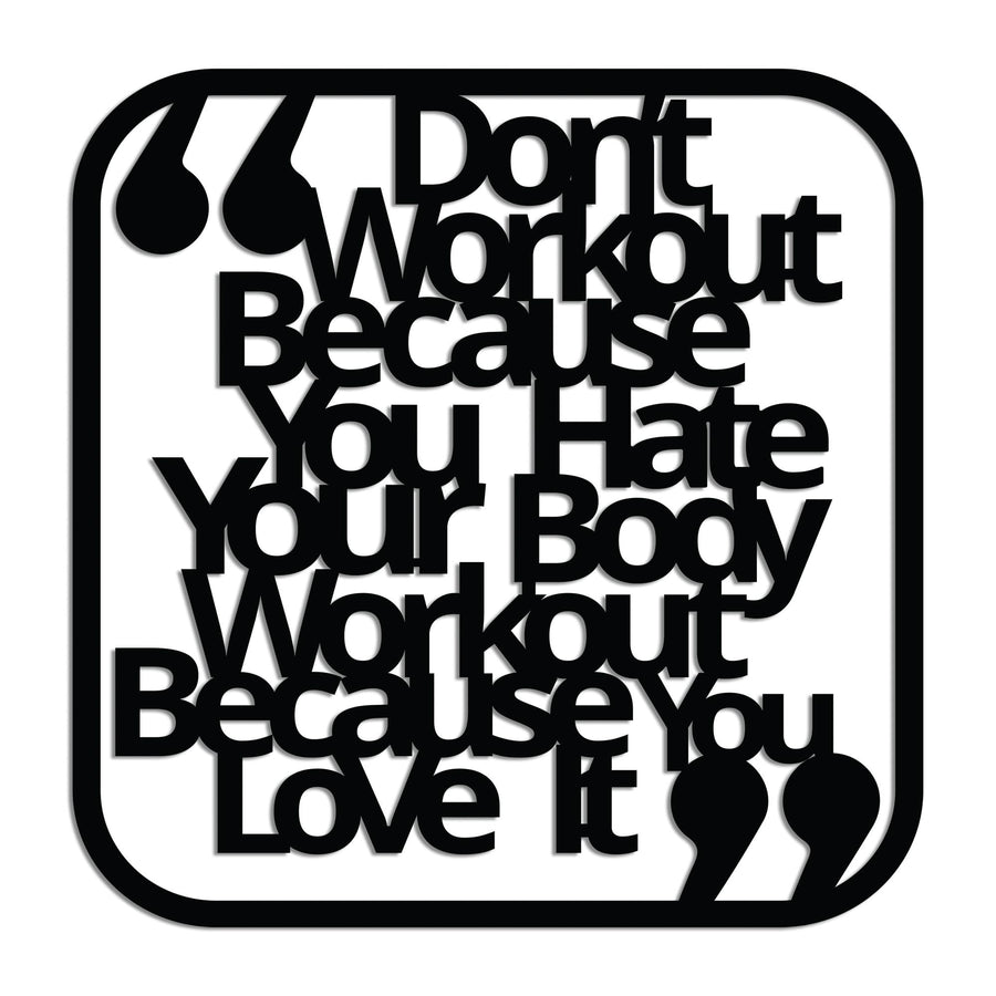 Workout Yazılı Motivasyon Metal Duvar Panosu - Siyah