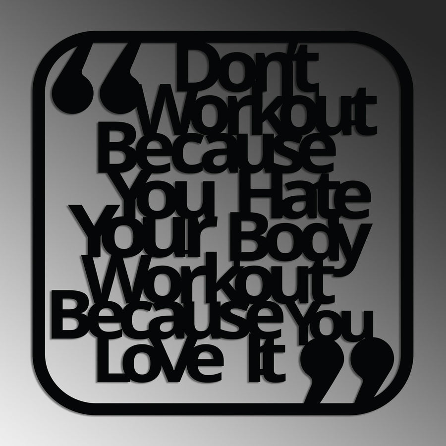 Workout Yazılı Motivasyon Metal Duvar Panosu - Siyah