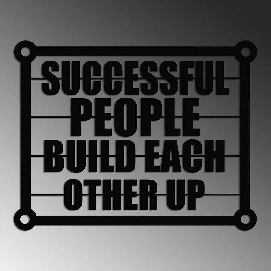 Successful People Yazılı Metal Duvar Panosu - Siyah