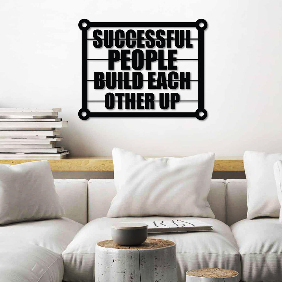 Successful People Yazılı Metal Duvar Panosu - Siyah