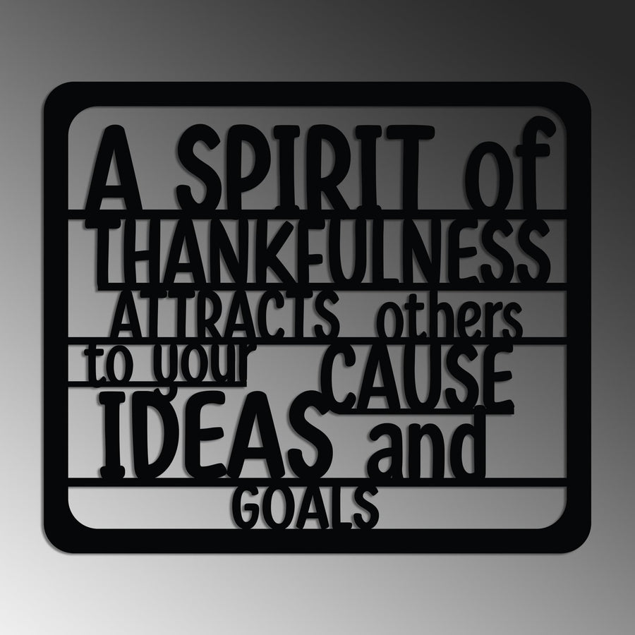 A Spirit of Thankfulness Yazılı Metal Duvar Panosu - Siyah