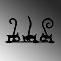 Uc Kedi Metal Duvar Panosu - Siyah