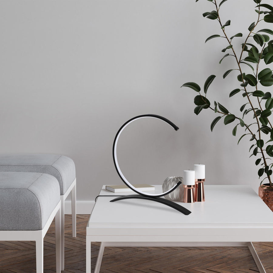 Halka LED Masa Lambası Metal - Siyah
