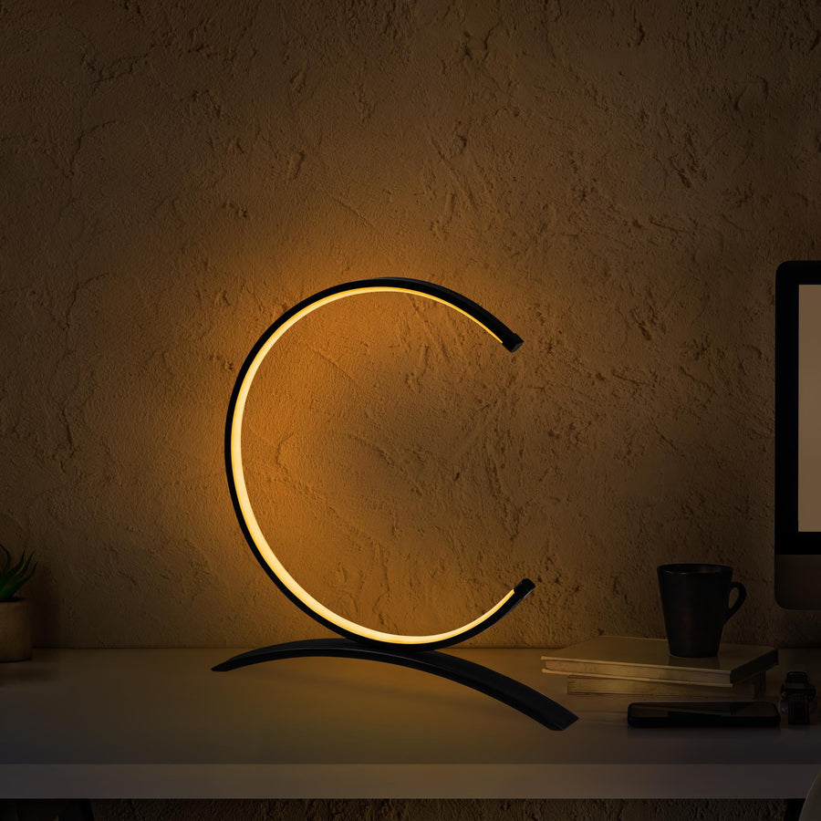 Halka LED Masa Lambası Metal - Siyah