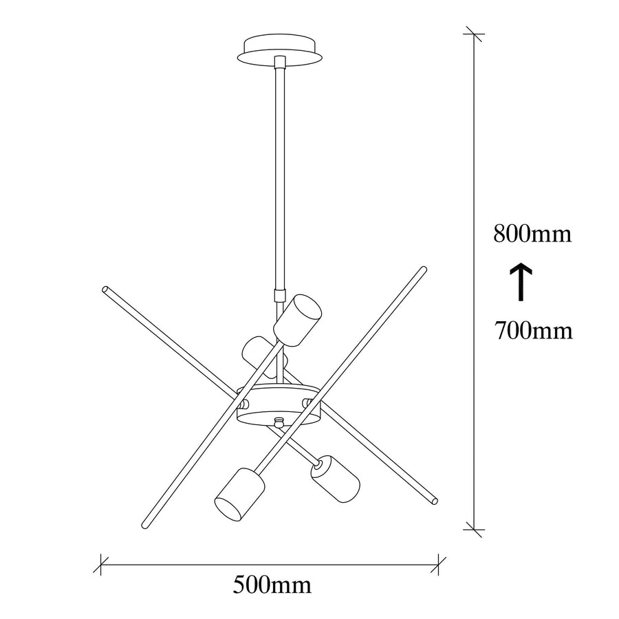 Sputnik Metal Avize Modern - Siyah
