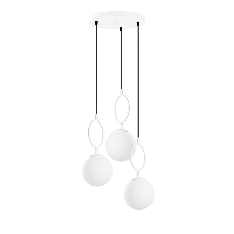 Cam Küre Halkalı 3'Lü Sarkıt Modern - Beyaz