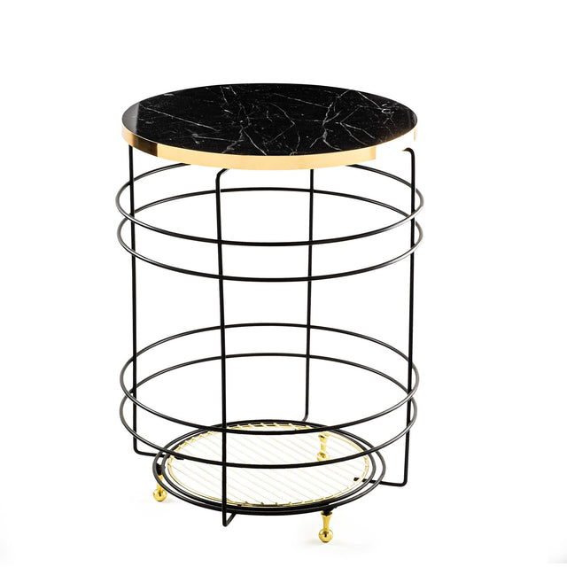 Spiral Metal Sehpa Raflı - Siyah