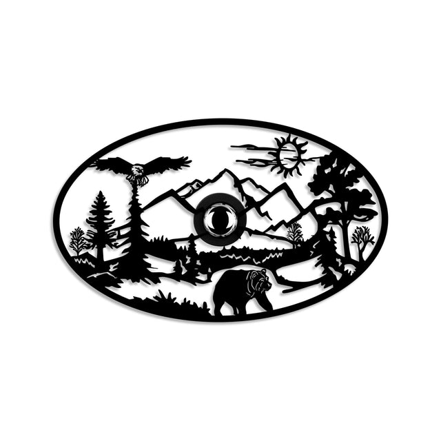 Doğal Yaşam Oval Metal Duvar Apliği - Siyah