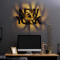 New York Yazili Metal Duvar Apligi - Siyah
