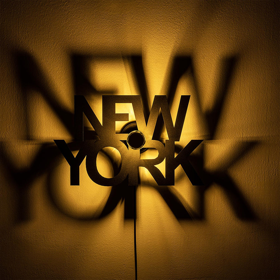 New York Yazili Metal Duvar Apligi - Siyah