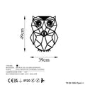Baykus Geometrik Metal Duvar Apliki - Siyah