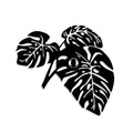 Monstera Yaprak Metal Duvar Apliki - Siyah