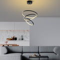 Spiralli LED Avize Metal 3 Halka - Siyah