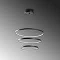 Spiralli LED Avize Metal 3 Halka - Siyah