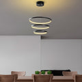 Spiralli LED Avize Metal 3 Halka - Siyah