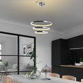 Spiralli LED Avize Metal 3 Halka - Gumus