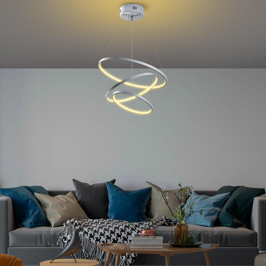 Spiralli LED Avize Metal 3 Halka - Gri