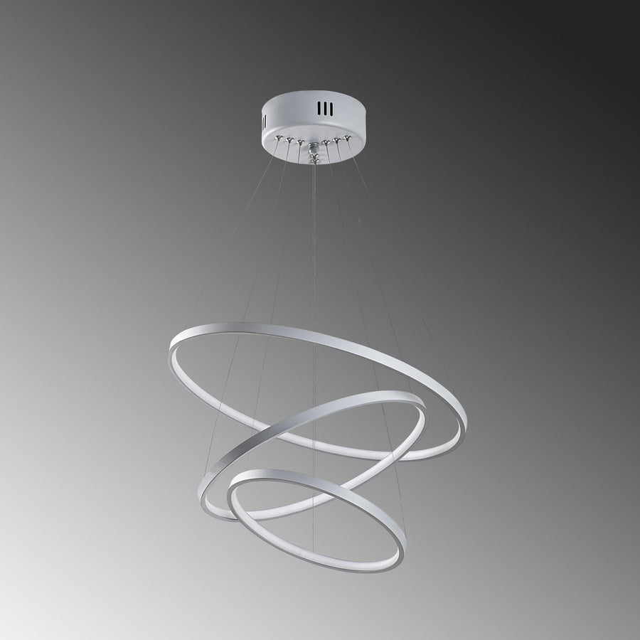 Spiralli LED Avize Metal 3 Halka - Gri