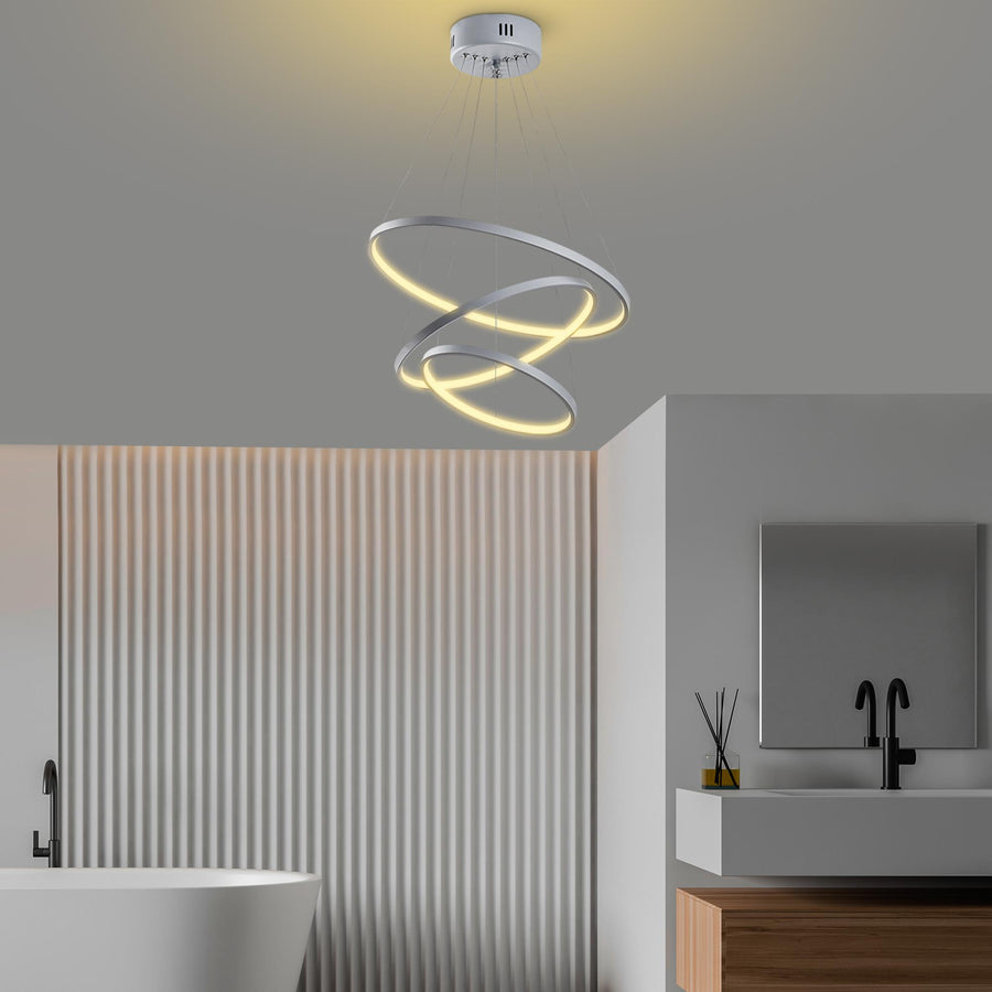 Spiralli LED Avize Metal 3 Halka - Gri