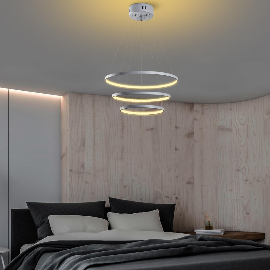 Spiralli LED Avize Metal 3 Halka - Gri