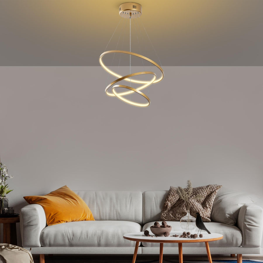 Spiralli LED Avize Metal 3 Halka - Altin