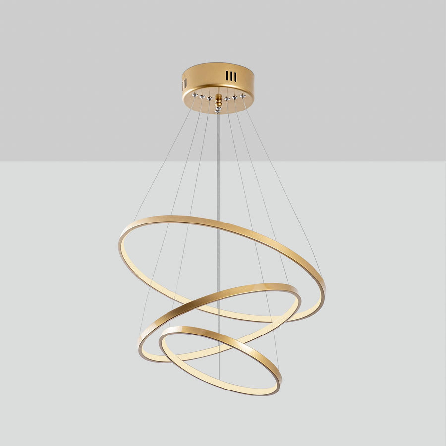 Spiralli LED Avize Metal 3 Halka - Altin