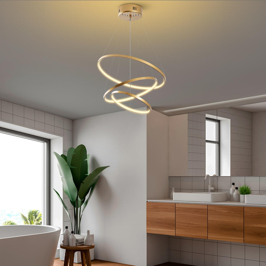 Spiralli LED Avize Metal 3 Halka - Altin