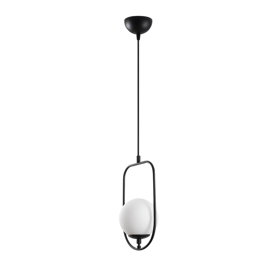 Oval Çerçeveli Cam Tekli Sarkıt Metal - Siyah